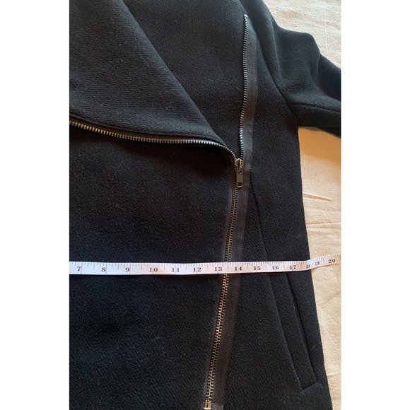 H&M Divided Jacket Womens Size 2 Black Wool Blend Overcoat Long Modern Peacoat - Picture 14 of 16